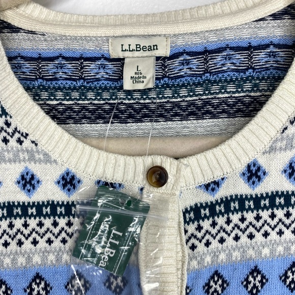 NWT L.L. Bean Nordic Blue and White Cardigan - Picture 4 of 9